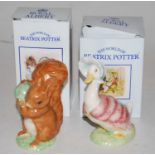 Two Royal Albert Beatrix Potter figures to include Jemima Puddleduck and Squirrel Nutkin, boxed (2)
