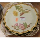 A late Victorian Royal Worcester blush ivory plate, of shaped circular form, having shot enamel