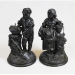 A pair of 19th century spelter figures of a young couple, each h.19cm