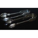 A pair of George IV silver sugar tongs, probably James Payne, London, 1827, together with one