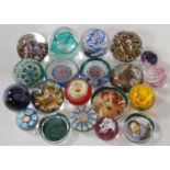 A collection of 20 various glass paperweights, to include Perthshire, Strathearn and Langham