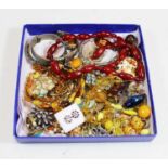 A small tray of costume jewellery to include necklaces, bangles, etc