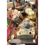 A collection of five various 20th century clocks, to include a 17th century style brass lantern