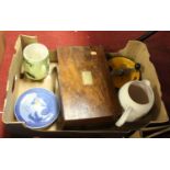 A collection of items to include a Victorian walnut writing slope, a Poole pottery jug and Royal
