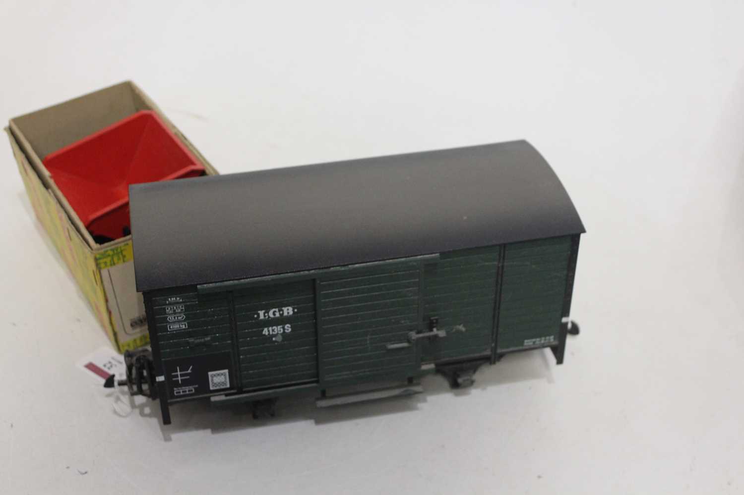 A Lehmann LGB goods wagon; together with a goods wagon; Italeri No.778 classic fire truck scale - Image 3 of 3