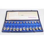 A cased set of 12 sterling silver reproduction Roman spoons, sculpted by David Cornell by John