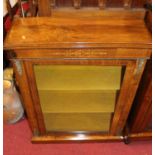 A Victorian figured walnut gilt metal mounted and satinwood inlaid single door glazed pier