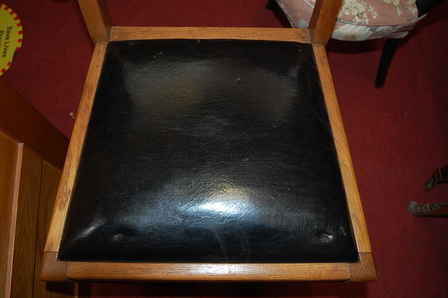 An Art Deco limed oak single pedestal writing desk, having black rexine inset surface, w.101cm; - Image 4 of 8