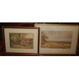 E.A. Jones - Bisham, watercolour, 24 x 35cm; and one other being a harvest scene, 27 x 47cm (2)