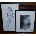 Female nudes, two modern charcoal studies