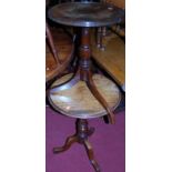 A 19th century mahogany circular pedestal fixed top tripod pedestal occasional table, dia. 50cm,