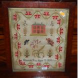 A mid-19th century needlework picture sampler, by Elizabeth Bars, aged 13, dated 1855, 39 x 32cm, in