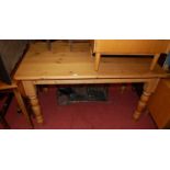 A modern pine round cornered farmhouse style kitchen table, length 135cmCondition report: Width
