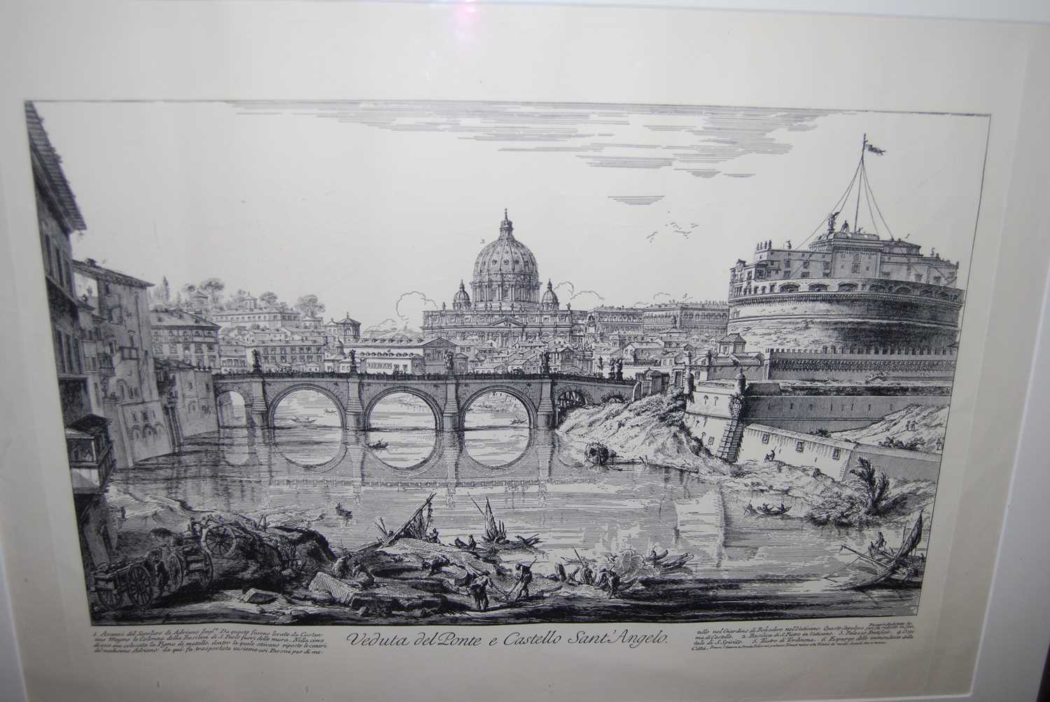 After Giovanni Battista Piranesi (1720-1778) - Veduta del Ponte e Castello Sant'Angelo, minochrome - Image 2 of 4