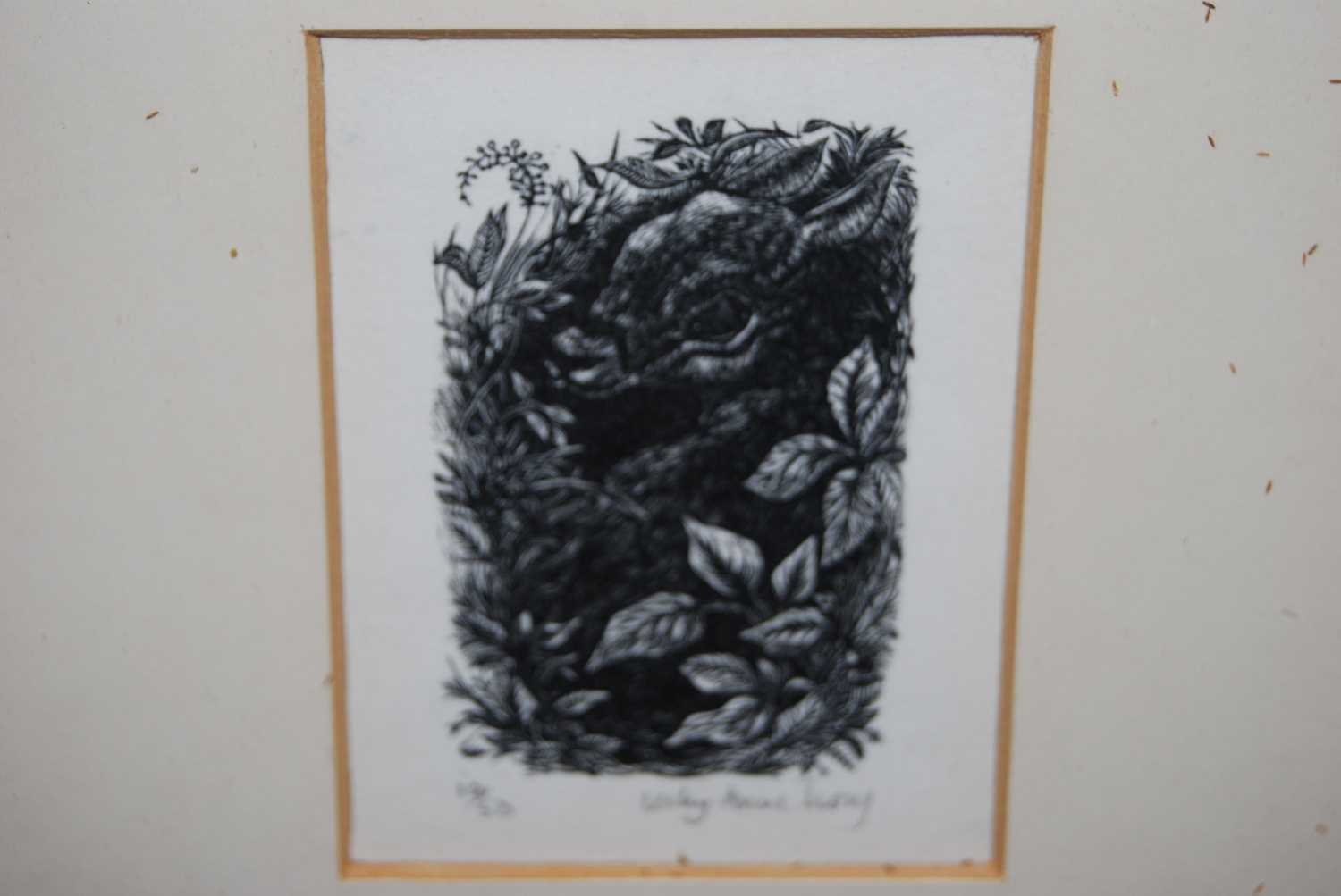 Lesley A. Ivory - Untitled woodcut engraving, signed and numbered in pencil to the margin 10/50, 9 x - Image 2 of 4