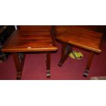 A pair of contemporary hardwood square low occasional tables, w.65cm