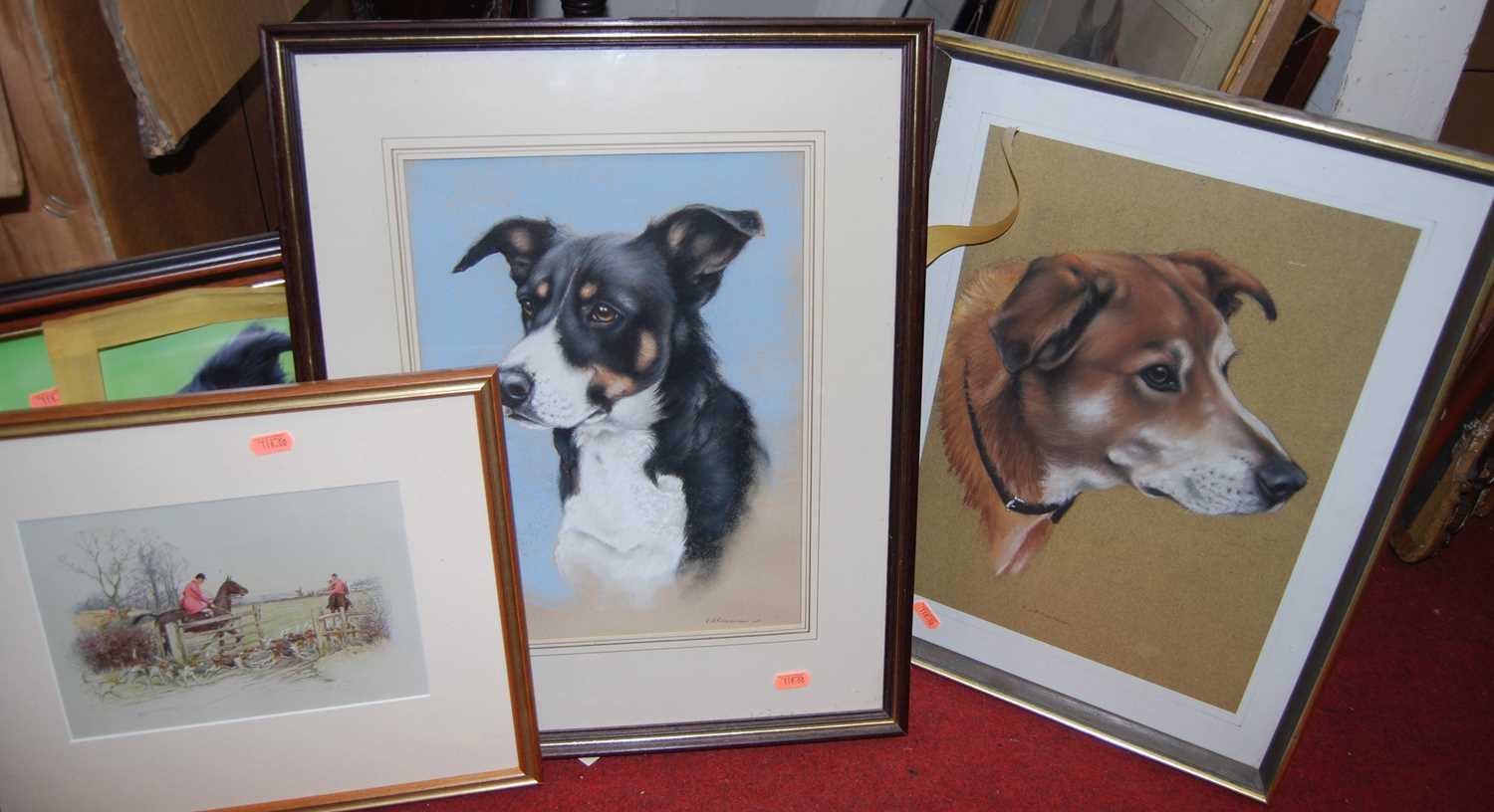 Assorted pictures and prints, to include sporting examples, dog photographs etc