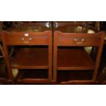 A pair of reproduction mahogany 2-tier lamp tables, 62 x 51cm
