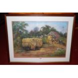 Margot Arridge - The hay-wagon, pastel, signed lower right, with Mall Galleries exhibition label