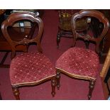 Four Victorian balloon back mahogany dining chairs, together with two early 20th century oak