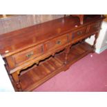 A joined hardwood long dresser base, with frieze drawers, w.183cmCondition report: Stands well.