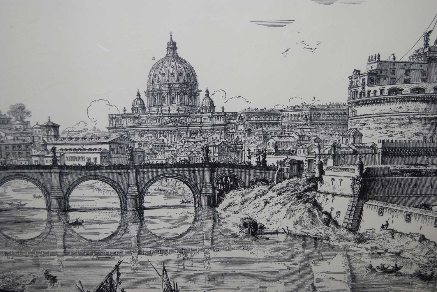 After Giovanni Battista Piranesi (1720-1778) - Veduta del Ponte e Castello Sant'Angelo, minochrome - Image 3 of 4