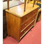 A Victorian mahogany chest, containing two short over two long drawers, on turned feet, w.107cm