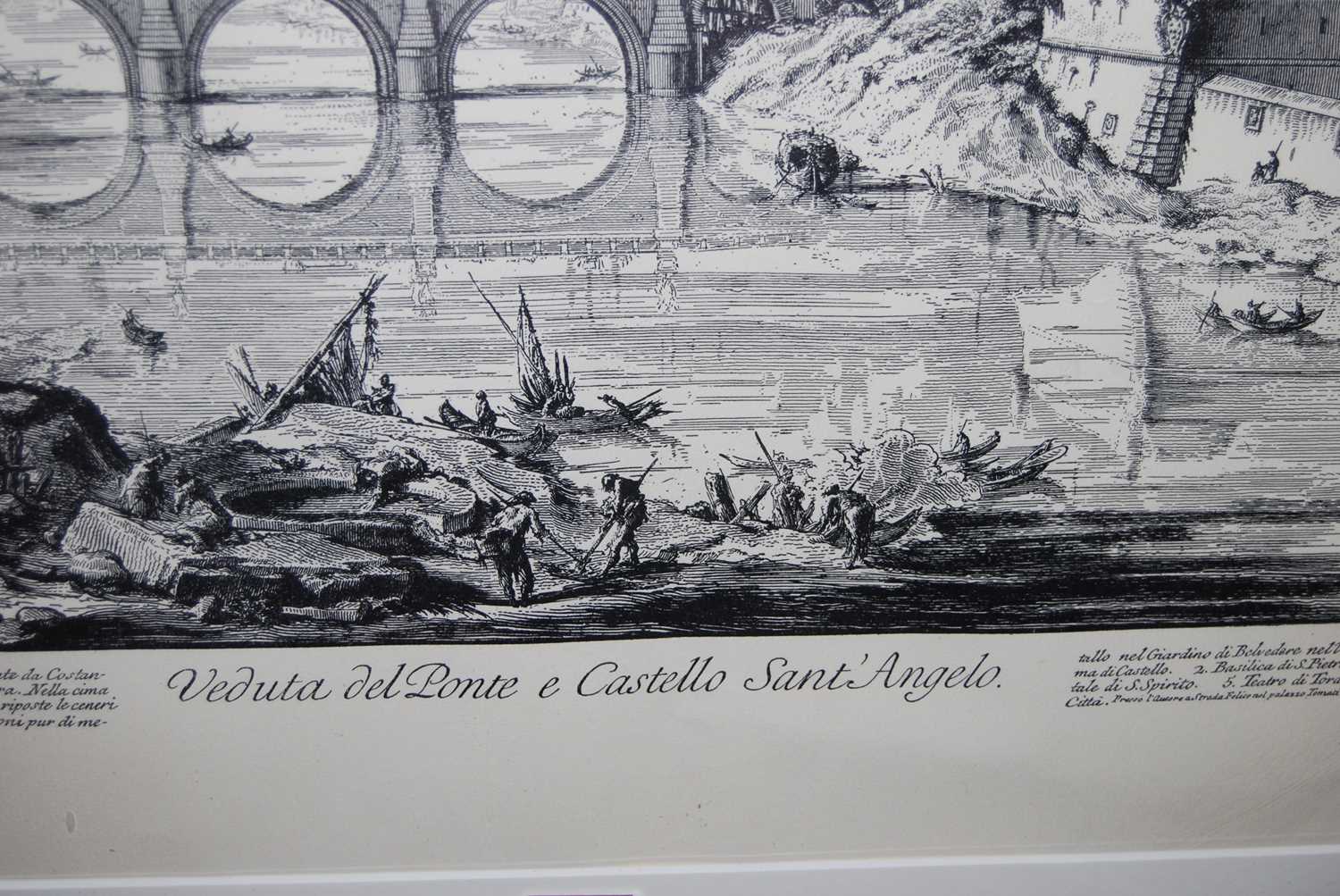 After Giovanni Battista Piranesi (1720-1778) - Veduta del Ponte e Castello Sant'Angelo, minochrome - Image 4 of 4