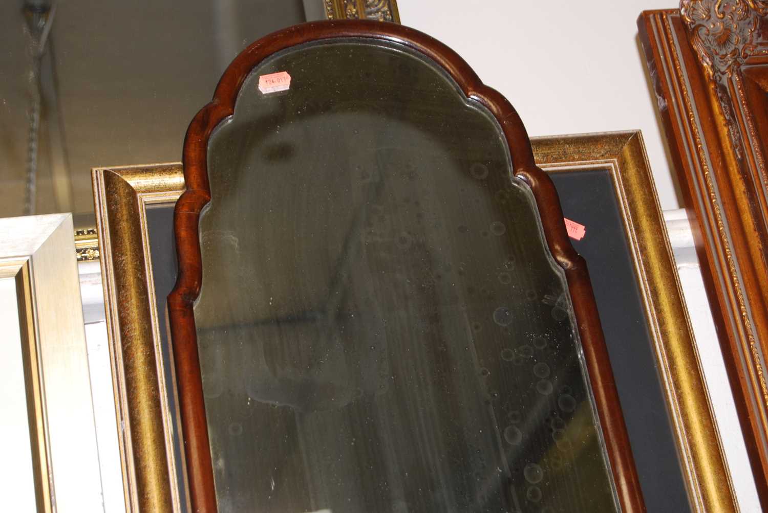 A walnut cheval mirror (no frame)Condition report: Height 125cm, Width 33cm, some 'spotting' - Image 2 of 2