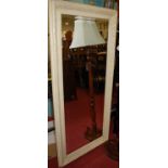 A large white painted mirror, with bevelled edge, 173 x 81cm