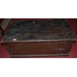 A 19th century stained pine hinge topped blanket box, w.92cm
