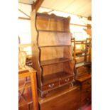 A mid-19th century style mahogany waterfall bookcase, width 80cm