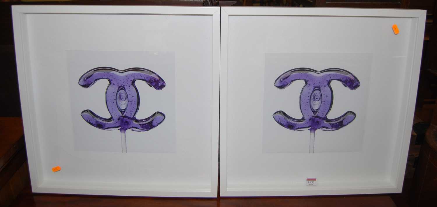 Coco Chanel - pair of prints, each 28 x 29cm, and in glazed box frames