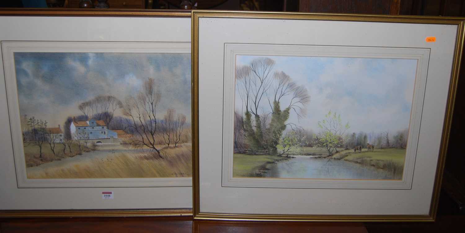 Peter Solly - Pair; Spring near Lyng and Elsing Mill, watercolours with body colour, 36 x 46cm