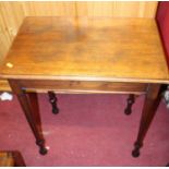 A 19th century mahogany side table, on onion turned feet, 62 x 40cm