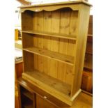 A small low pine bookshelf, w.92cmCondition report: Height 106cm, depth 25cm