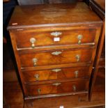 An early Georgian style figured walnut and cross banded bachelor's chest of four drawers, width