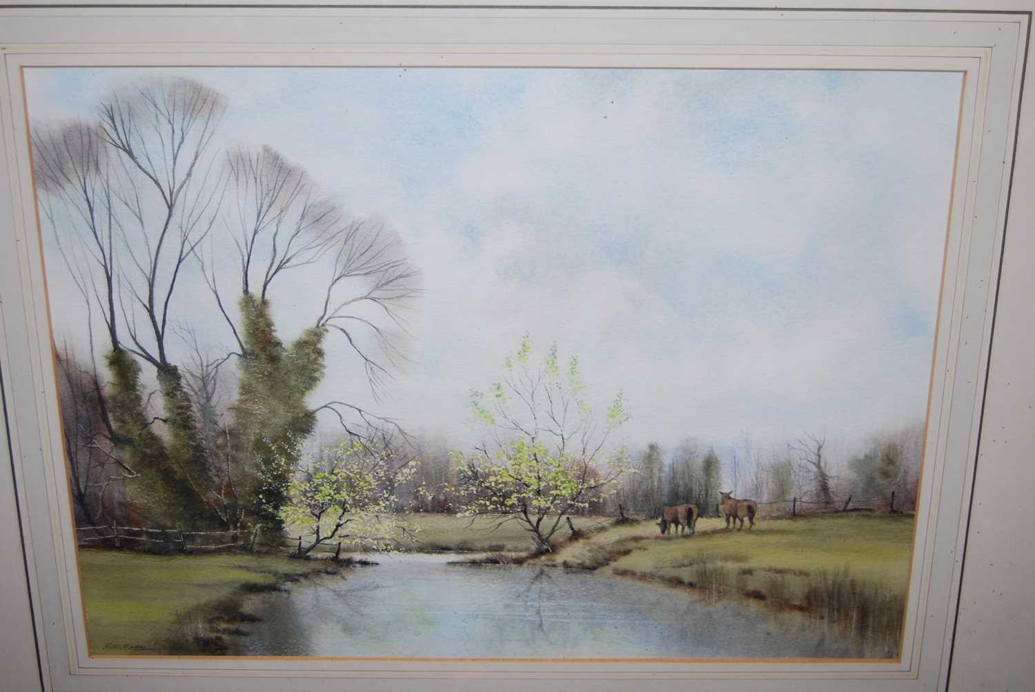 Peter Solly - Pair; Spring near Lyng and Elsing Mill, watercolours with body colour, 36 x 46cm - Image 4 of 7