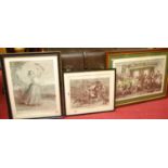 Nine miscellaneous framed pictures, being; two two London scene engravings from The Illustrated