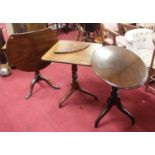 Three various 19th century mahogany tilt-top pedestal tripod tables (one with damages)
