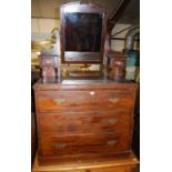 An Edwardian stained mirrorback dressing chest, w.91cm