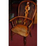 A 19th century elm, fruitwood and beech splatback Windsor chair, width 55cmCondition report: Chair