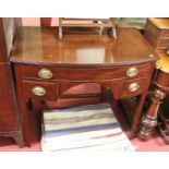 A circa 1900 mahogany bowfront washstand, w.86.5cm, together with a mahogany swing dressing