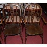 A set of five elm and beech wheelback kitchen chairs (3+2)
