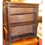 An early 20th century oak open bookcase, width 92cmCondition report: Colour is good. One minor