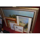 Assorted pictures and prints, to include various animal studies, Kersey amateur watercolour, and a