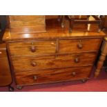 A 19th century mahogany chest of two short over two long drawers, width 111cm