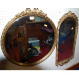 Two floral gilt framed wall mirrorsCondition report: Cheval mirror – diameter 57cm, glass is good.