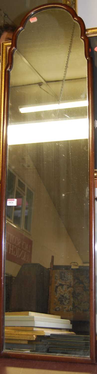 A walnut cheval mirror (no frame)Condition report: Height 125cm, Width 33cm, some 'spotting'