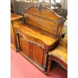 A Victorian mahogany serpentine front chiffonier, w.106cm